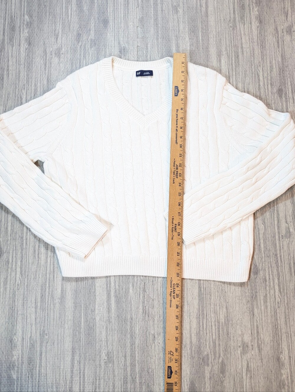Gap V-Neck Cable-Knit Sweater‎ Classic Costal Chic Preppy Cotton White Sz XL - Picture 4 of 8